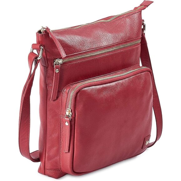 🆕Women Red Nappa Leather Crossbody Handbag & Purse, Premium Crossover Shoulder - Picture 1 of 7